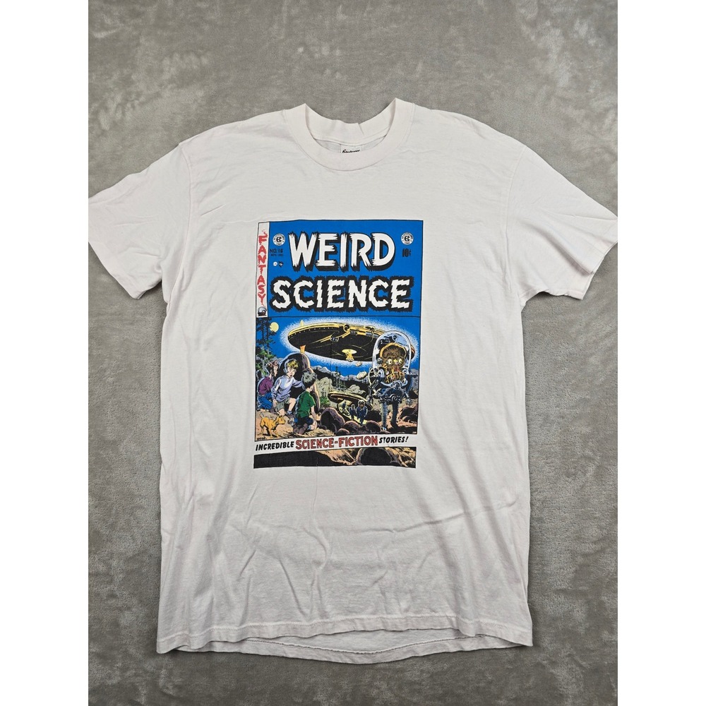 Vintage Stedman Weird Science T Shirt Mens L White EC Comics Sci-Fi Graphic USA